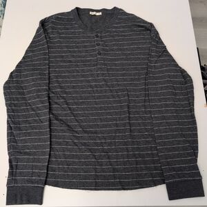 Gray Striped Long Sleeve Henley Shirt Medium/Large Men